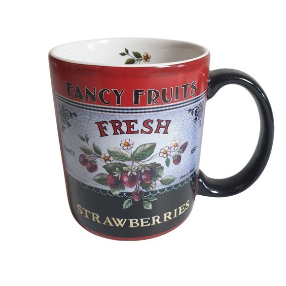 Vintage Decorative Ceramic Lang Mug Fancy Fruits Design Country Kitchen Decor - Picture 1 of 5